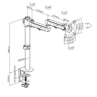 Brateck Articulating Aluminum Single Monitor Arm Fit Most 17 inch-32 inch Montior Up to 8kg per screen VESA 75x75 100x100