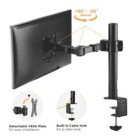Brateck Single Monitor Affordable Steel Articulating Monitor Arm Fit Most 17 inch-32 inch Monitor Up to 9kg per screen VESA 75x75 100x100