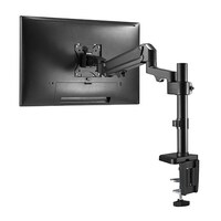 Brateck Single Monitor Heavy-Duty Aluminum Gas Spring Monitor Arm Fit Most 17 inch - 35 inch Monitors Up to12kg per screen VESA 75x75 100x100