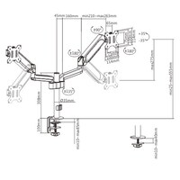 Brateck Dual Monitors Pole-Mounted Gas Spring Monitor Arm Fit Most 17 inch-32 inch Monitors Up to 9kg per screen VESA 75x75 100x100