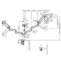 Brateck Triple Monitors Pole-Mounted Gas Spring Monitor Arm Fit Most 17'-27' Monitors Up to 7kg per screen VESA 75x75/100x100