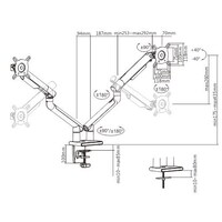 Brateck Dual Monitor Premium Slim Aluminum Spring-Assisted Monitor Arm Fix Most 17 inch-32 inch Monitor Up to 9kg per screen VESA 75x75 100x100 (Space