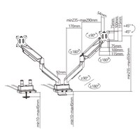 Brateck Dual Monitor Economy Heavy-Duty Gas Spring Monitor Arm with USD 3.0 Ports Fit Most 17 inch-35 inch Up to 15kg