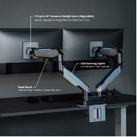 Brateck Heavy-Duty RGB Gaming Monitor Arm For Dual Monitors Fit Most 17'-35' Monitor Up to 20kg per screen VESA 100x100,75x75(LS)