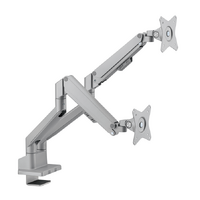 Brateck Dual Monitor Thin Gas Spring Monitor Arm Fit Most 17 ft-32 ft Monitors, Up to 9kg per screen VESA 75x75 100x100 Matte Silver (LS)