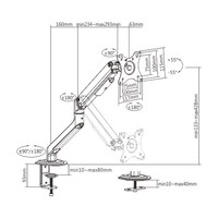 Brateck Single Monitor Economical Spring-Assisted Monitor Arm Fit Most 17 inch-32 inch Monitors Up to 9kg per screen VESA 75x75 100x100 Matte Grey