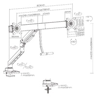 Brateck Fabulous Desk-Mounted Gas Spring Monitor Arm For Dual Monitors Fit Most 17'-32' Monitor Up to 9kg per screen VESA 100x100,75x75(Black)