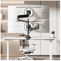 Brateck LDT80-C024P Matte Black Super Heavy-Duty Pole-Mounted Gas Spring Dual Monitor Arm For most 24 ft-57 ft Monitors (LS)