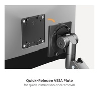 Brateck LDT80-C024UCP Matte Black Super Heavy-Duty Pole-Mounted Gas Spring Dual Monitor Arm with USB-A and USB-C Ports For most 24 ft-57 ft Monitors (