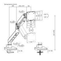 Brateck LDT81-C012-B NOTEWORTHY HEAVY-DUTY GAS SPRING MONITOR ARM For most 17 inch~49 inch Monitors Fine Texture Black (new)