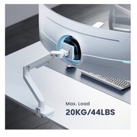 Brateck LDT81-C012-W NOTEWORTHY HEAVY-DUTY GAS SPRING MONITOR ARM For most 17 inch~49 inch Monitors Fine Texture White (new)