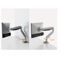 BrateckLDT82-C012UCE SINGLE SCREEN HEAVY-DUTY MECHANICAL SPRING MONITOR ARM WITH USB PORTS For most 17 inch~45 inch Monitors Matte Black(New)