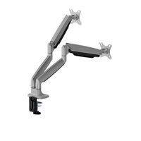 Brateck LDT82-C024UC DUAL SCREEN HEAVY-DUTY GAS SPRING MONITOR ARM WITH USB PORTS For most 17 inch~35 inch Monitors Matte Silver(New)