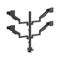 Brateck Modular Mechanical Spring Quad Monitor Arm with Sliders,  from 17 ft-40 ft, weight capacity (per flat screen) 11kg, 180 degree Rotation (Black