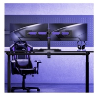 Brateck LDT89-C024L Matte Black Amethyst Articulating RGB Lighting Gaming Dual Monitor Arm, Fit Screen Size: 17 ft-32 ft (LS)