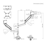 Brateck LDT92-C024UCP-B Future-Proof Heavy-Duty Pole-Mounted Gas Spring Dual Monitor Arm with USB-A USB-C Ports (LS)