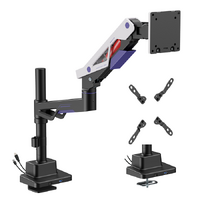 Brateck LDT95-C012UCP Atlas Neo Gaming Pole-Mounted Monitor Arm with USB-A  USB-C Ports For most 24 ft~57 ft Monitors, Matte Black  White (new)