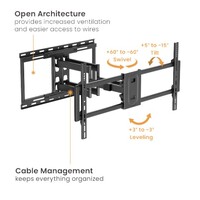 Brateck LPA80-486A HEAVY-DUTY FULL-MOTION TV WALL MOUNT WITH LATERAL SHIFT WALL PLATE For Double Stud (600mm)  Solid Wall
