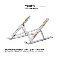 Brateck LPS03-3-03 PORTABLE 6-LEVEL ADJUSTABLE ALUMINUM LAPTOP RISER  For most 11 inch-15 inch laptops tablets and more (Silver)