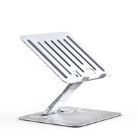 Brateck Foldable Stepless Adjustable Laptop Riser For 10 ft-17.3 ft laptops  tablets (Silver)