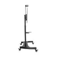 Brateck Large Screen Telescopic Height-Adjustable Steel TV Cart with Crank Handle Fit 60 ft-100 ft Up to 100kg- Matte Black