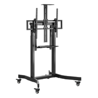 Brateck Deluxe Motorized Large TV Cart with Tilt, Equipment Shelf and Camera Mount Fit 55 ft-100 ft Up to 120kg- Matte Black