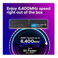 Crucial 64GB (1x64GB) DDR5 CUDIMM 6400MHZ CL52 Desktop PC Memory for Intel Core Ultra Processors AI PC