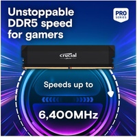 Crucial Pro 64GB (2x32GB) DDR5 UDIMM 6400MHz CL40 Black Heat Spreader Support Intel XMP AMD Ryzen for Desktop PC Gaming Memory