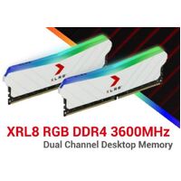 PNY XLR8 32GB (2x16GB) DDR4 UDIMM 3600Mhz RGB CL18 1.35V Silver Heat Spreader Gaming Desktop PC Memory
