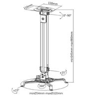 Brateck Steel Projector Ceiling Mount in Black Fit most Projectors Up to 13.5kg