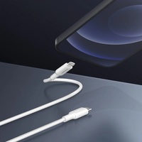 Pisen Lightning to USB-C PD Fast Charge Cable (2.2M) White - Support 3A Reinforced SR is not Easy to Fractured Apple iPhone iPad MacBook