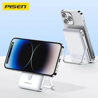 Pisen 10k mAh 30W PowerMag Wireless Fast Charging Power Bank with Holder - CCC-Certified, Supports (PD, QC 3.0), LED Display, Charge Multiple Devices