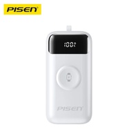 Pisen Flex 10k mAh 22.5W 3 in 1 PD 3.0 Fast Charging Power Bank - CCC-Certified, Supports (PD 3.0 QC 3.0 FCP AFC), Built-in Type-C  Lightning Cables