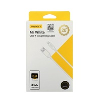 Pisen Lightning to USB-A Cable (1M) White - Support Safe Charge 2.4A Stretch-Resistant Reinforced Durable Apple iPhone iPad MacBook