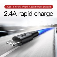 USP BoostUp Lightning to USB-A Cable (1M) Black - Quick Charge  Connect 2.4A Rapid ChargeDurable  ReliableNylon WeavingApple iPhone iPad MacBook