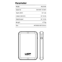 USP Mini 5K mAh Power Bank (18.5W) with Dual Ports (USB-C + USB-A) White - LED Power Indicator, Fast & Safe,Intelligent Charging,Meet Airport Aviation
