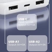 USP 10K mAh Power Bank (37W) with Triple Ports (USB-C + Dual USB-A) White - LED Power Indicator,Fast & Safe,Intelligent Charging,Meet Airport Aviation