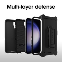 OtterBox Defender Samsung Galaxy S23 5G (6.1 inch) Case Black - (77-91036) DROP 4X Military Standard Multi-Layer Included Holster Raised EdgesRugged