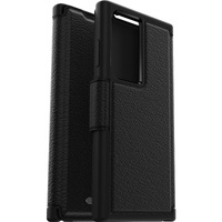 OtterBox Strada Samsung Galaxy S23 Ultra 5G (6.8 inch) Case Black - (77-91185) DROP 3X Military Standard Leather Folio Cover Card Holder Raised Edges