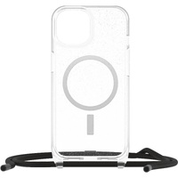 OtterBox React Necklace MagSafe Apple iPhone 15 (6.1 inch) Case Stardust (Clear Glitter) - (77-93595) DROP Military Standard Detachable Nylon Rope