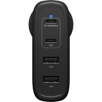 OtterBox 100W Four Port USB-C (Type I) PD Fast GaN Wall Charger - Black (78-81355) Dual USB-C (100W18W) Dual USB-A (18W) Compact Laptop Charger