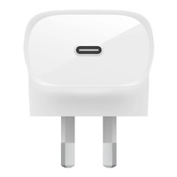 Belkin BoostCharge USB-C PD 3.0 PPS Wall Charger 30W - White(WCA005auWH),Dynamic Power Delivery,Compact, Fast & Travel Ready,Slim and Flat Design,2YR