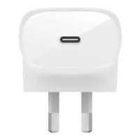 Belkin BoostCharge USB-C PD 3.0 PPS Wall Charger 30W - White(WCA005auWH)Dynamic Power DeliveryCompact Fast  Travel ReadySlim and Flat Design2YR