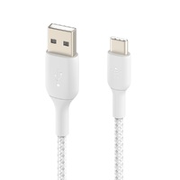 Belkin BoostCharge Braided USB-C to USB-A Cable (1m 3.3ft) - White (CAB002bt1MWH)480Mbps10K bendSamsung GalaxyiPadMacBookGoogleOPPONokia2YR