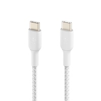 Belkin BoostCharge Braided USB-C to USB-C Cable (1m/3.3ft) -White (CAB004bt1MWH), 480Mbps,10K+ bend,Samsung Galaxy,iPad,MacBook,Google,OPPO,Nokia,2YR