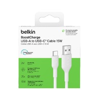 Belkin BoostCharge USB-C to USB-A Cable (2M) - White (CAB021fq2MWH),15W, 480MBPS, 300K Bends, Apple, Samsung, USB-IF Certified, 2 Years Warranty