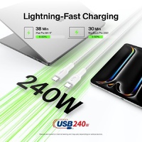 Belkin BoostCharge Pro Braided USB-C to USB-C Cable (1M) - White (CAB025fq1MWH), 240W, 350K Bends, Apple iPhone, USB-IF Certified, 2 Years Warranty