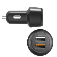 Cygnett CarPower 30W Dual Port Car Charger - Black (CY3680CYCCH), 2xUSB-A(12W & 18W QC 3.0), Fast Car Charger, 3.6x faster than standard 5W