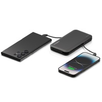 Cygnett ChargeUp Pocket 10K mAh Power Bank with Integrated Lightning (MFi) (10.5W) & USB-C (15W) Cable - Black (CY4406PBCHE), Compact Size