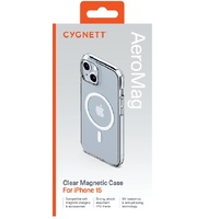 Cygnett AeroMag Apple iPhone 15 (6.1') Clear Magnetic Case - (CY4578CPAEG), Raised Edges, TPU Frame, Hard-Shell Back, Magsafe Compatible,4FT DropProof